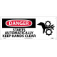 NMC SA157 Danger, Starts Automatically Keep Hands Clear Sign w/ Graphic, 7" x 17"
