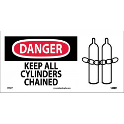 NMC SA164 Danger, Keep All Cylinders Chained Sign w/ Graphic, 7" x 17"