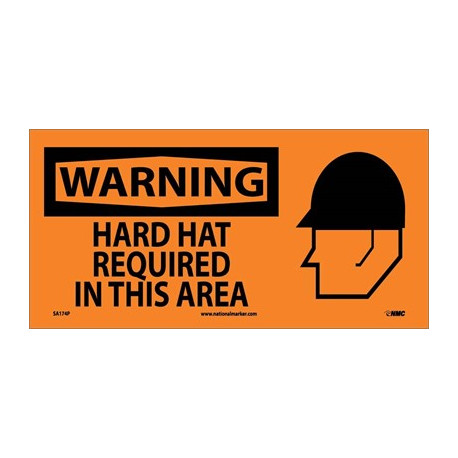 NMC SA174 Warning, Hard Hat Required In This Area Sign w/ Graphic, 7" x 17"