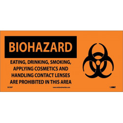 NMC SA186 Biohazard, Consumables Prohibited In Area Sign w/ Graphic, 7" x 17"