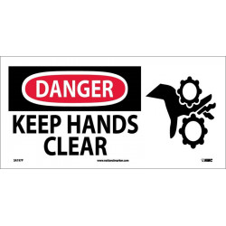 NMC SA197 Danger, Keep Hands Clear Sign, w/ Graphic, 7" x 17"