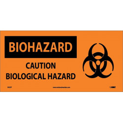 NMC SA52 Biohazard, Caution Biological Hazard Sign w/ Graphic, 7" x 17"