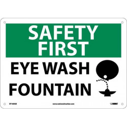 NMC SF160 Safety First, Eye Wash Fountain Sign (Graphic), 10" x 14"