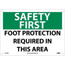 NMC SF163 Safety First, Foot Protection Required In This Area Sign, 10" x 14"