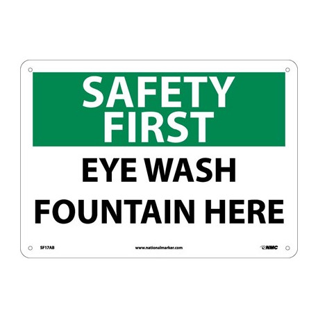 NMC SF17 Safety First, Eye Wash Fountain Here Sign