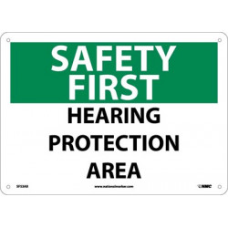 NMC SF53 Safety First, Hearing Protection Area Sign
