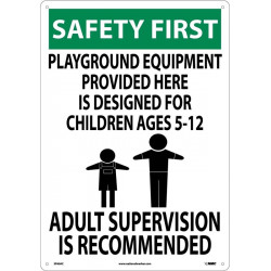 NMC SF60AC Safety First, Adult Supervision Sign, 20" x 14", Standard Aluminum