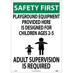 NMC SF61AC Safety First, Adult Supervision Sign, 20" x 14", Standard Aluminum