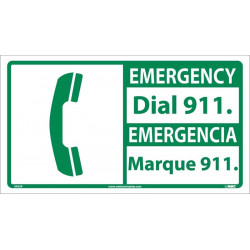 NMC SFA3 Emergency, Dial 911 Sign - Bilingual, 10" x 18"