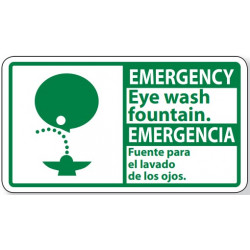 NMC SFA5 Emergency, Eye Wash Fountain Sign - Bilingual, 10" x 18"