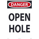 NMC SFS106 Danger, Open Hole Sign, 36" x 24"