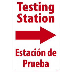 NMC SFS111 Testing Station Right Arrow, A-Frame Signicade Sign (Bilingual), 36" x 24", Corrugated Plastic 0.166