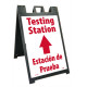 NMC SFS112 Testing Station Straight Arrow, A-Frame Signicade Sign (Bilingual), 36" x 24", Corrugated Plastic 0.166