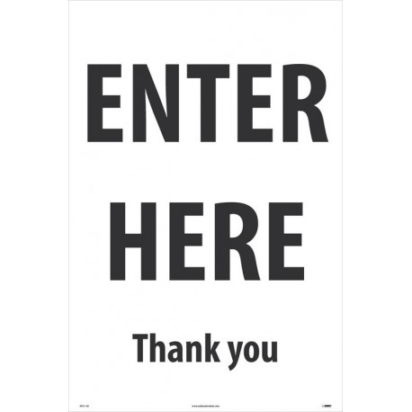 NMC SFS114 Enter Here Thank You Sign, 36" x 24", Corrugated Plastic 0.166