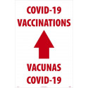 NMC SFS117 Covid-19 Vaccinations, Straight Arrow Sign (Bilingual), 36" x 24", Corrugated Plastic 0.166