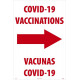 NMC SFS118 Covid-19 Vaccinations, Right Arrow Sign (Bilingual), 36" x 24", Corrugated Plastic 0.166