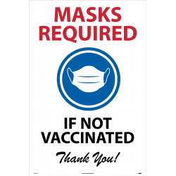 NMC SFS122 Mask Recommended If Not Vaccinated Sign, 36" x 24", Corrugated Plastic 0.166