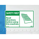 NMC SGA10AP Safety First, Read Directions Before Using This Machine Label, 3" x 5", PS Vinyl, 5/Pk