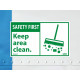 NMC SGA2AP Safety First, Keep Area Clean Label (Graphic), 3" x 5", PS Vinyl, 5/Pk