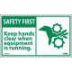 NMC SGA5AP Safety First, Keep Hands Clear Label, 3" x 5", PS Vinyl, 5/Pk