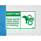 NMC SGA5AP Safety First, Keep Hands Clear Label, 3" x 5", PS Vinyl, 5/Pk