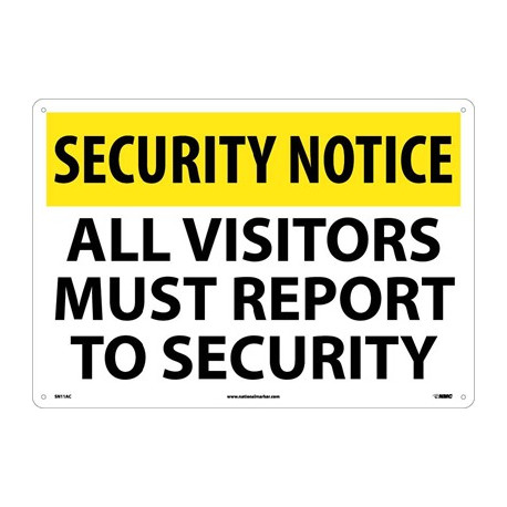 NMC SN11 Security Notice, All Visitors Must Report To Security Sign, 14" x 20"