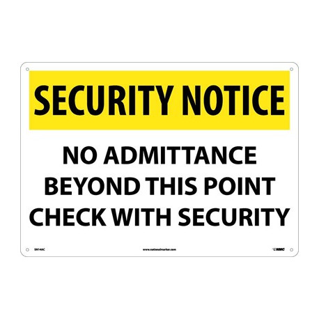 NMC SN14 Security Notice, No Admittance Beyond This Point Sign, 14" x 20"