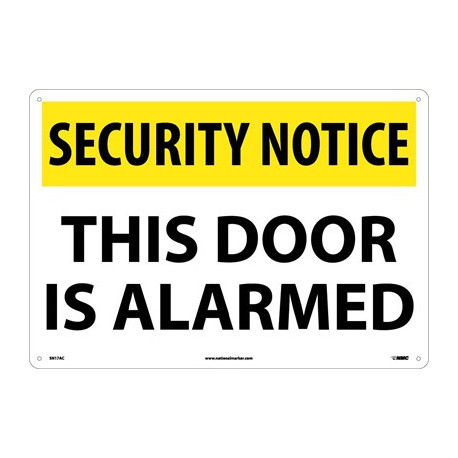 NMC SN17 Security Notice, This Door Is Alarmed Sign, 14" x 20"