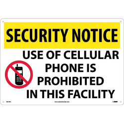 NMC SN19 Security Notice, Use Of Cellular Phone Is Prohibited Sign, 14" x 20"
