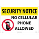 NMC SN22 Security Notice, No Cellular Phone Allowed Sign, 14" x 20"