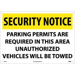 NMC SN24 Security Notice, Permits Are Required In This Area Sign, 14" x 20"