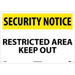 NMC SN28 Security Notice, Restricted Area Keep Out Sign, 14" x 20"