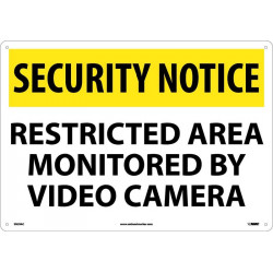 NMC SN29 Security Notice, Restricted Area Monitored Sign, 14" x 20"