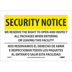 NMC SN40 Security Notice, We Reserve The Right To Open & Inspect Sign (Bilingual)