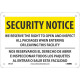 NMC SN40 Security Notice, We Reserve The Right To Open & Inspect Sign (Bilingual)