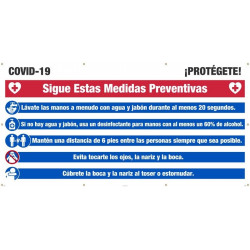 NMC SPBT Covid-19, Protect Yourself Mesh Banner w/ Grommets, Spanish