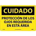 NMC SPC26 Caution, Eye Protection Required Sign (Spanish), 10" x 14"
