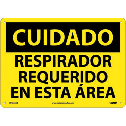 NMC SPC365 Caution, Respirator Required Sign (Spanish), 10" x 14"
