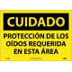 NMC SPC73 Caution, Hearing Protection Required Sign (Spanish), 10" x 14"