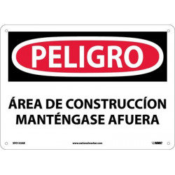 NMC SPD132 Danger, Construction Area Keep Out Sign (Spanish), 10" x 14"