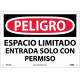 NMC SPD162 Danger, Confined Space Sign (Spanish), 10" x 14"