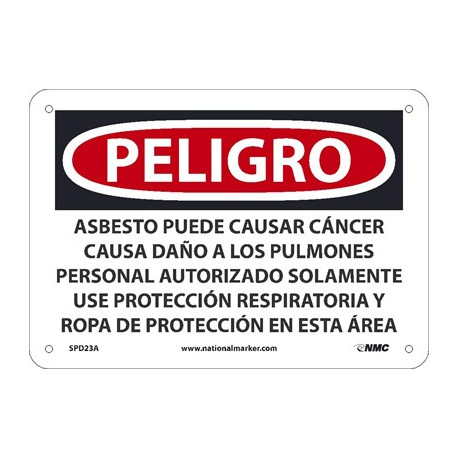 NMC SPD23 Danger, Asbestos May Cause Cancer Wear Respiratory Protection Sign (Spanish)
