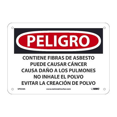 NMC SPD24 Danger, Contains Asbestos Fibers May Cause Cancer Sign (Spanish)