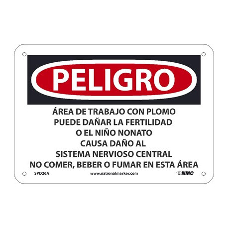 NMC SPD26 Danger, Lead Work Area May Cause Cancer Sign (Spanish)