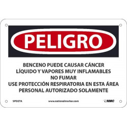 NMC SPD27 Danger, Benzene May Cause Cancer Sign (Spanish)