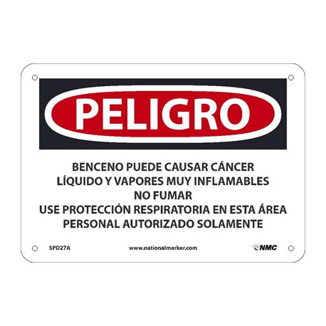 NMC SPD27 Danger, Benzene May Cause Cancer Sign (Spanish)