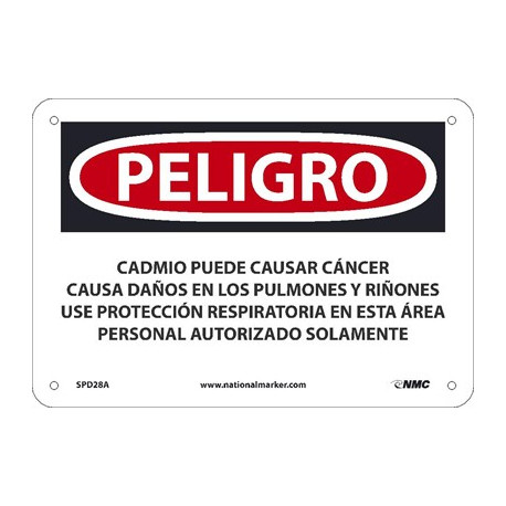 NMC SPD28 Danger, Cadmium May Cause Cancer Sign (Spanish)