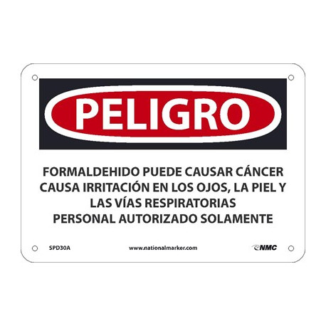 NMC SPD30 Danger, Formaldehyde May Cause Cancer Sign (Spanish)