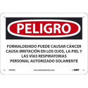 NMC SPD30 Danger, Formaldehyde May Cause Cancer Sign (Spanish)