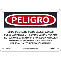NMC SPD33 Danger, Ethylene Oxide May Cause Cancer Sign (Spanish)